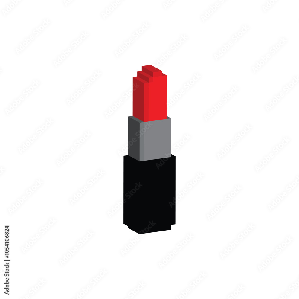 isometric pixel lipstick icon. Vector pixel art lipstick 8 bit logo for game isometric pixel lipstick icon. Vector pixel art lipstick 8 bit logo for game