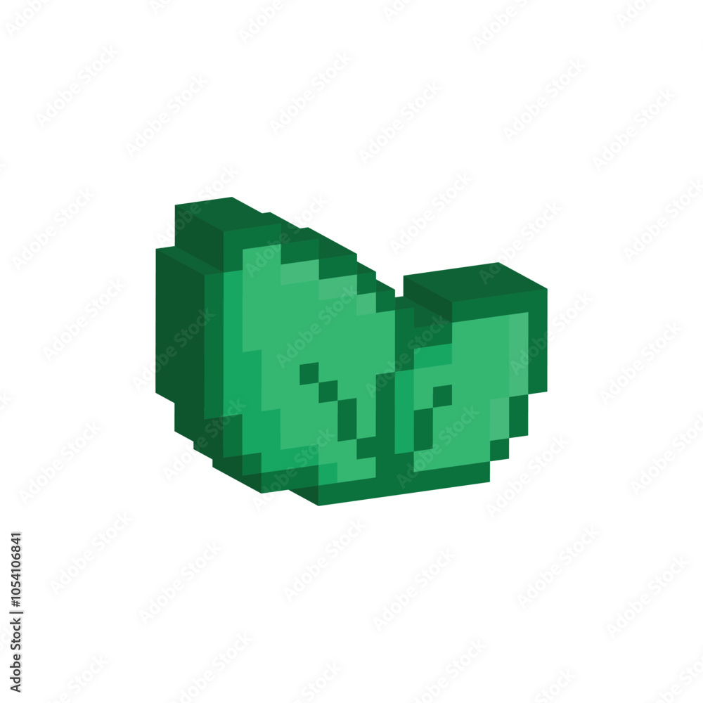 Fototapeta premium isometric pixel Leaf icon. Vector pixel art eco 8 bit logo for game
