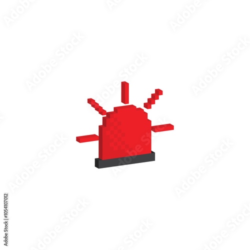 isometric pixel flasher icon. Vector pixel art flasher 8 bit logo for game