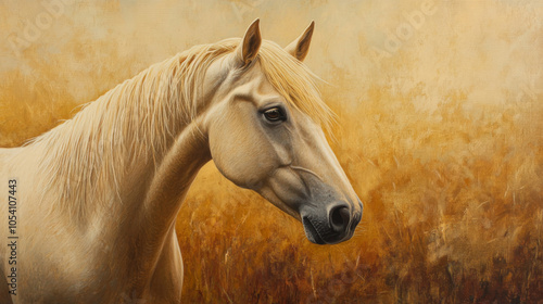 Close-up portrait of a palomino horse