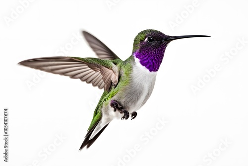 Costas hummingbird on white background, Ai Generated