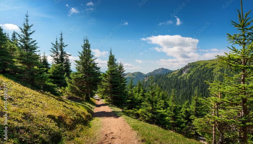 Fototapeta premium Road between forest landscapes