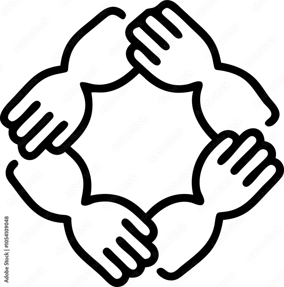 Obraz premium Teamwork Collaboration Outline png Icon – Unity and Partnership