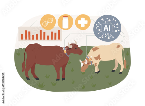 AI-Streamlined Livestock Management abstract concept vector illustration.