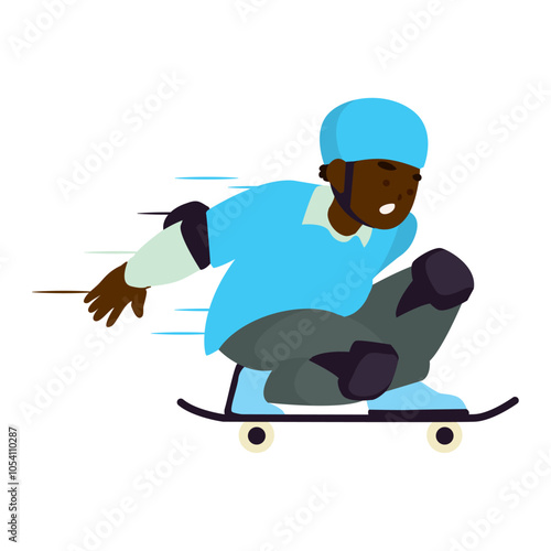 young skater boy rides a skateboard