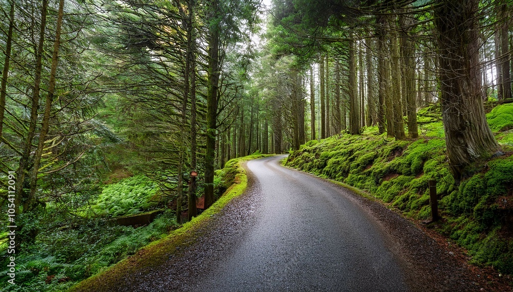 Fototapeta premium Road between forest landscapes