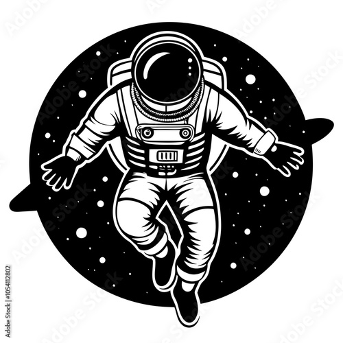 Floating Astronaut Silhouette on White Background