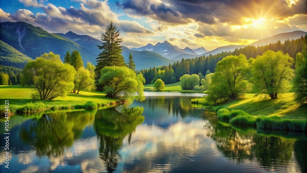Fototapeta premium lake and mountains