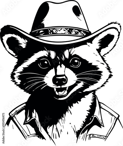Cowboy Raccoon, Feral Raccoon, Western, Cowboy Hat,