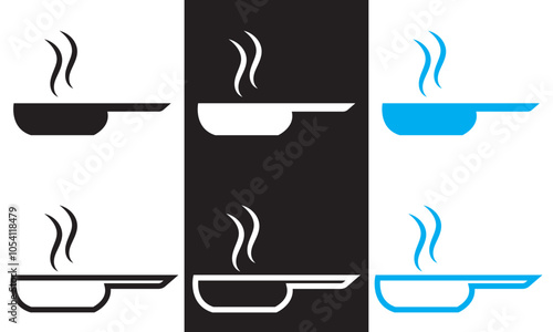 Frying pan  icon set. Outline and Filled Vector Sign. isolated on white and black background. Vector illustration. EPS 10     