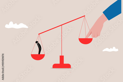The finger push the scale. concept of  Finger illegally influencing the legal system for an unfair advantage