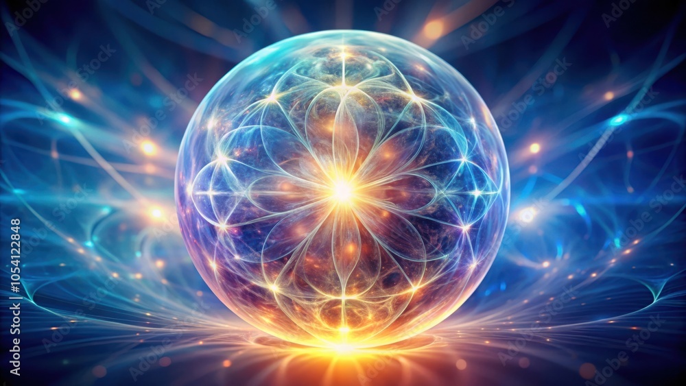 A luminous orb, radiating energy and intricate patterns, appears to hold the universe within its swirling embrace. A luminous orb, radiating energy and intricate patterns, appears to hold the universe within its swirling embrace.