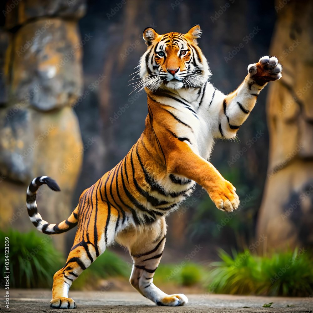 Fototapeta premium imagine a tiger doing dance