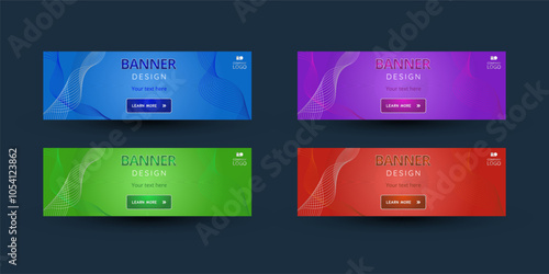 Four colorful banners set.