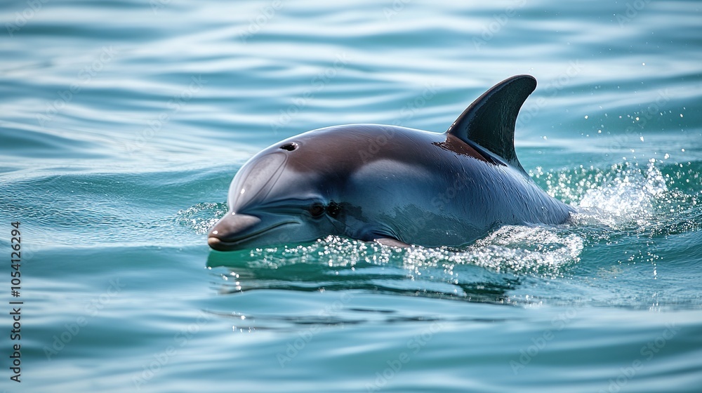 Obraz premium A Vaquita dolphin swimming in the Gulf of California, one of the rarest marine mammals in the world