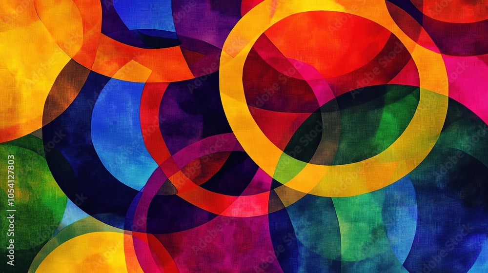 Obraz premium A vibrant abstract background with a geometric design of colorful, interlocking circles