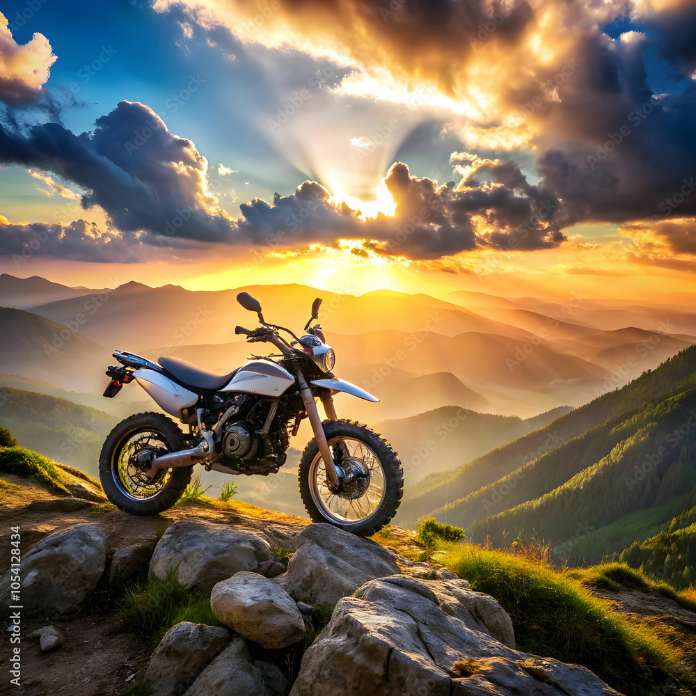 Obraz premium motor bike on mountain