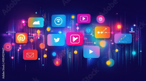 A vibrant social media dashboard displaying high engagement metrics across multiple platforms