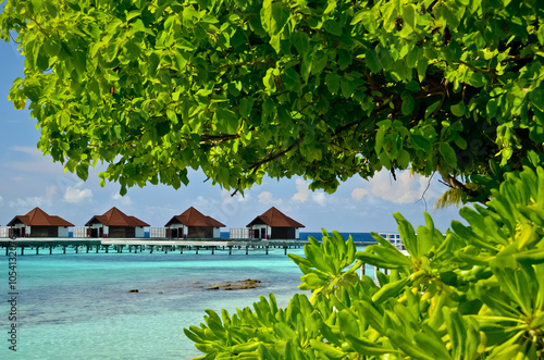 Houses on the Ocean in the Maldives photo