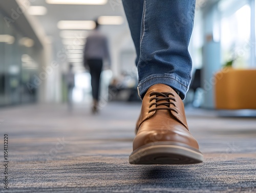 Close-Up of Business Shoe on Office Floor photo