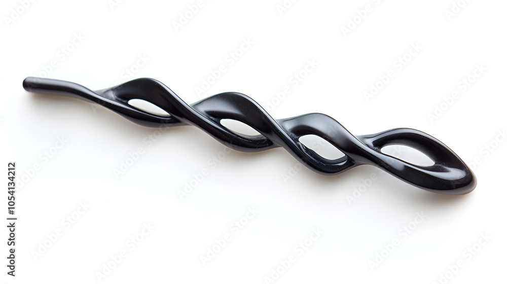 Black plastic hairclip or hairpin isolated on white background with copy space. Hair accessories. ai generative Black plastic hairclip or hairpin isolated on white background with copy space. Hair accessories. ai generative