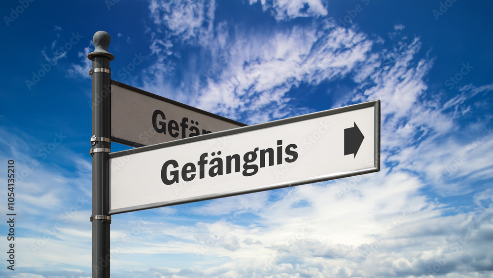 Fototapeta premium Signposts the direct way to Prison