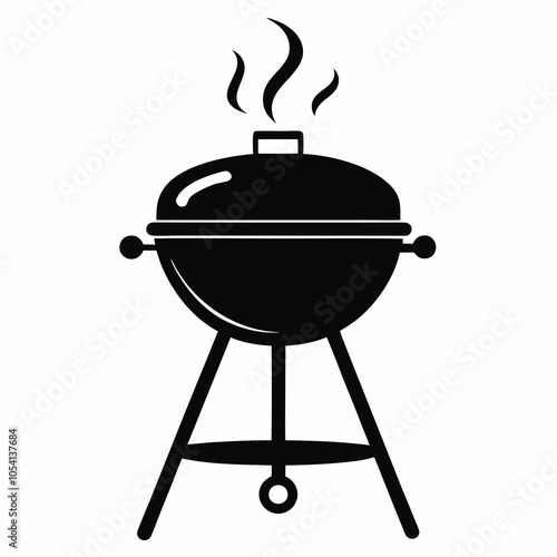 Smoker Grill icon, vector, silhouette of a round barbecue grill or smoker with a lid and legs, bbq