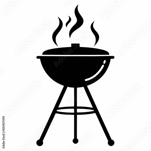 Smoker Grill icon, vector, silhouette of a round barbecue grill or smoker with a lid and legs, bbq