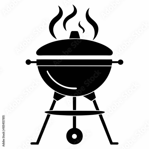 Smoker Grill icon, vector, silhouette of a round barbecue grill or smoker with a lid and legs, bbq