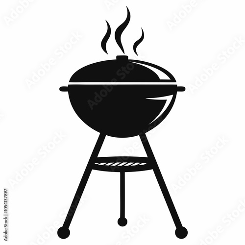 Smoker Grill icon, vector, silhouette of a round barbecue grill or smoker with a lid and legs, bbq