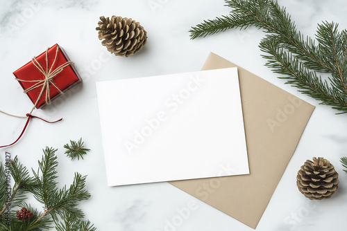 Christmas card with White space. Classic illustration.  