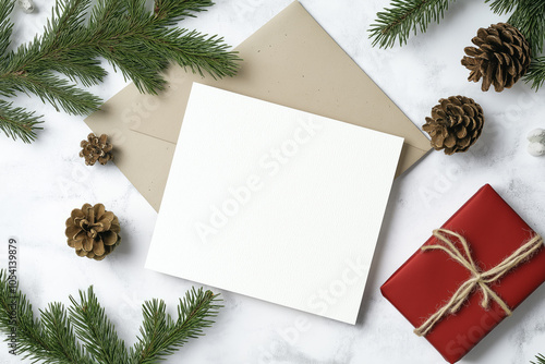 Christmas card with White space. Classic illustration.  