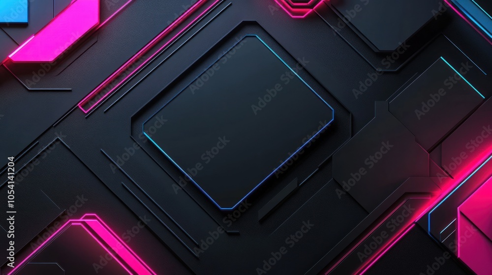 Geometric design with vibrant neon circuit details Geometric design with vibrant neon circuit details