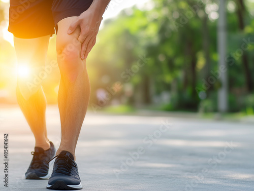 Sportler oder Personen mit Knieverletzungen aufgrund einer Bänderentzündung, Knieschmerzen aufgrund von Training, Muskelentspannung, rheumatoider Arthritis, Gangstörungen, rheumatoider Arthritis photo