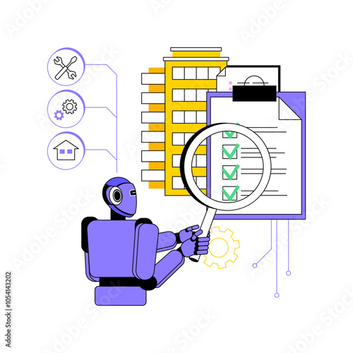 AI-Supported Property Inspection abstract concept vector illustration.