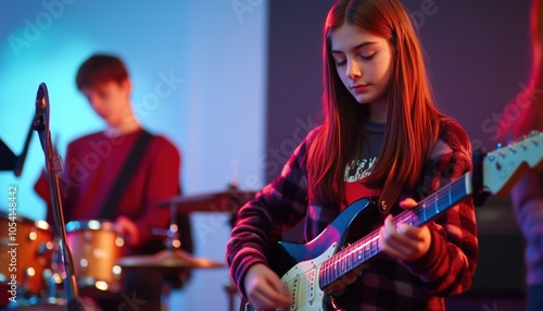 Isolated Cartoon  Illustration Set Of Extracurricular Activities And Clubs: Poetry Club, Writing And Performing, School Music Band, Teenagers Play Instruments, Student Council  Cartoon.