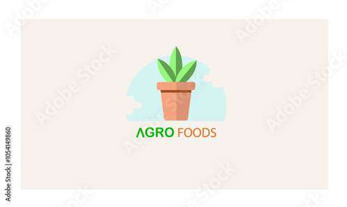 AGRO FOODS LOGO, GREEN LEAF IN POT