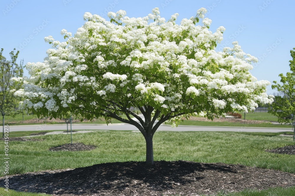Fototapeta premium Stunning White Flower Tree in Full Bloom