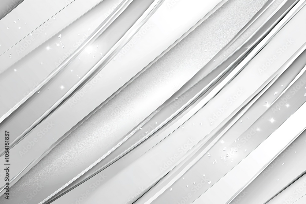 Fototapeta premium Abstract white and silver gradient background with wavy lines and sparkling effect.