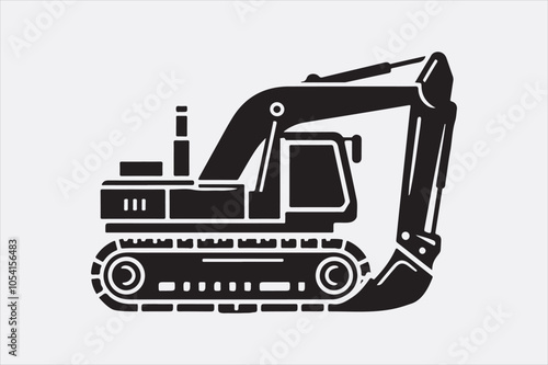 A black silhouette of an excavator.