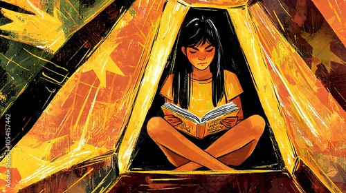 Nostalgic Escape: A teenager sits cross-legged, reading a dog-eared book. The booth’s walls cocoon her from the chaos—a pocket of quietude in the urban storm. 
