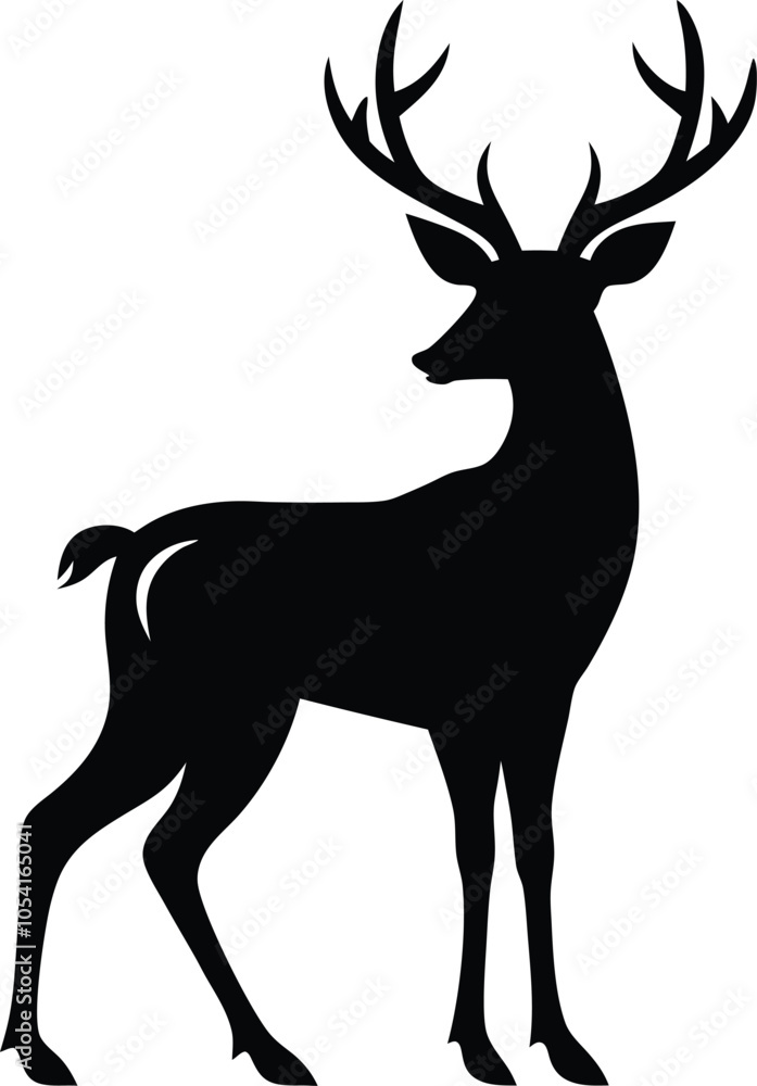 Fototapeta premium deer-a-silhouette-vector-with-white-background