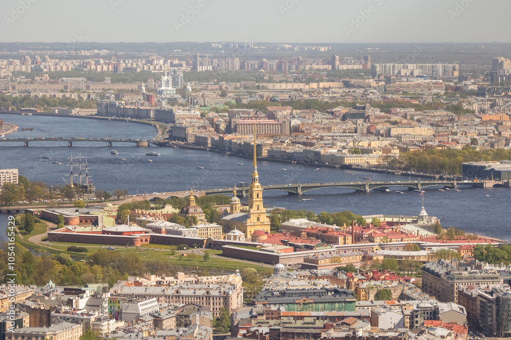 Φωτογραφία Russia, Saint Petersburg, aerial view of the Peter and Paul Fortress