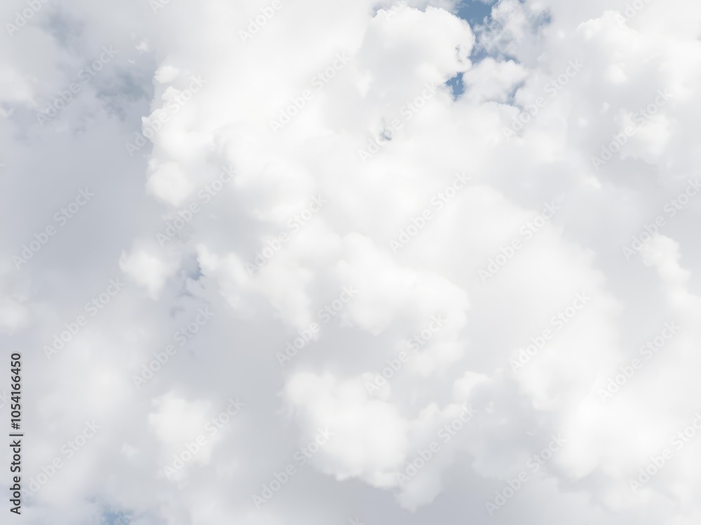 Fototapeta premium Soft and fluffy clouds filling the sky, creating a dreamy and calming texture, atmosphere, serene