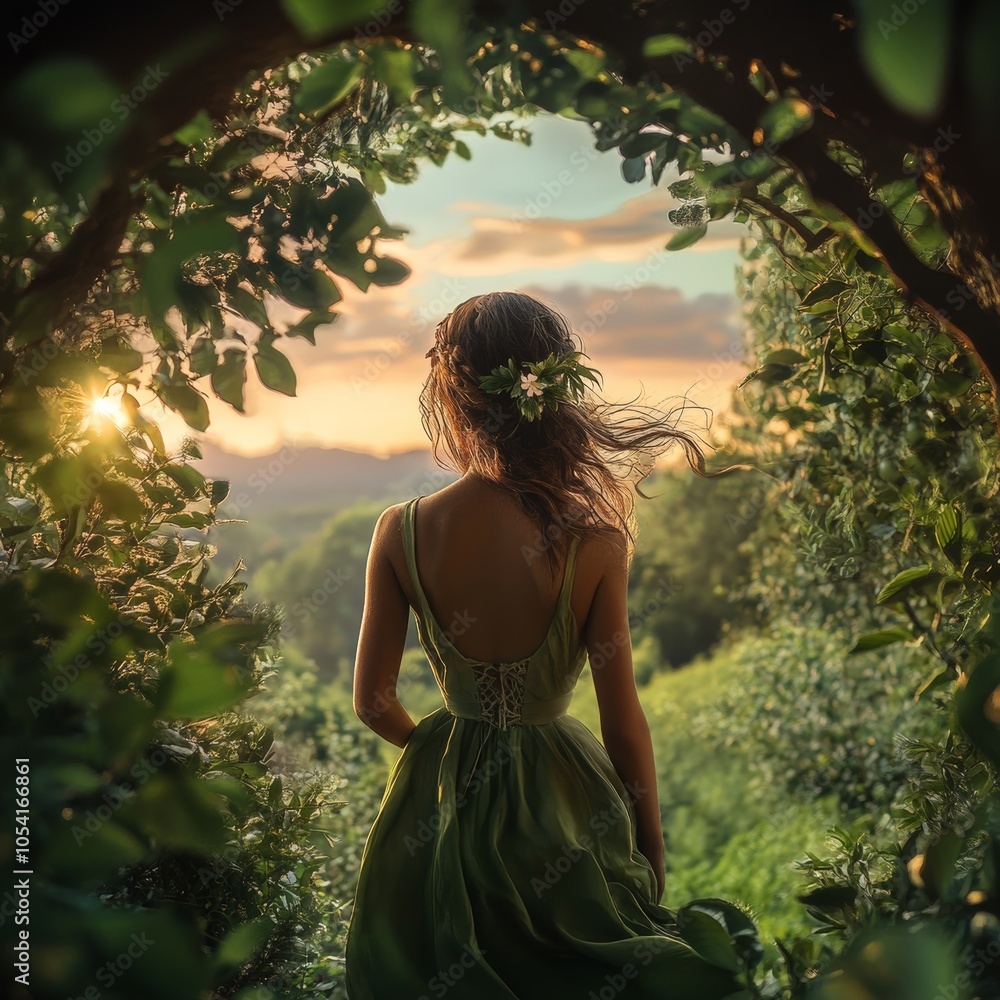 union with nature ,unites with woman, back to nature concept,