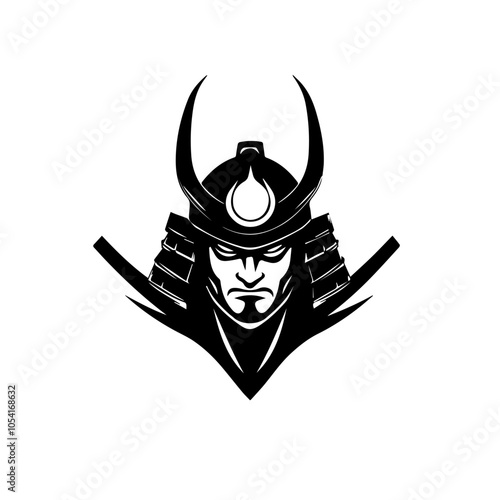 Flat illustration of samurai. Japanese warrior.