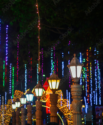 Diwali decorative lamps  or Akash Kandil or Lantern lights. Festive season in Mumbai during Diwali. photo