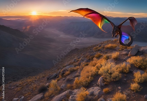 a person riding a colorful kite over top of a hill