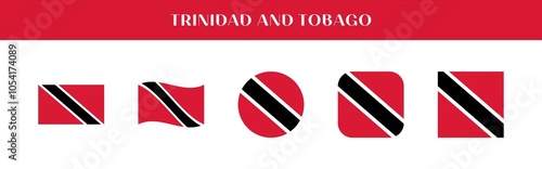 Free Download Set of  Trinidad and Tobago national flag icons in various styles on transparent background - GFXLoad