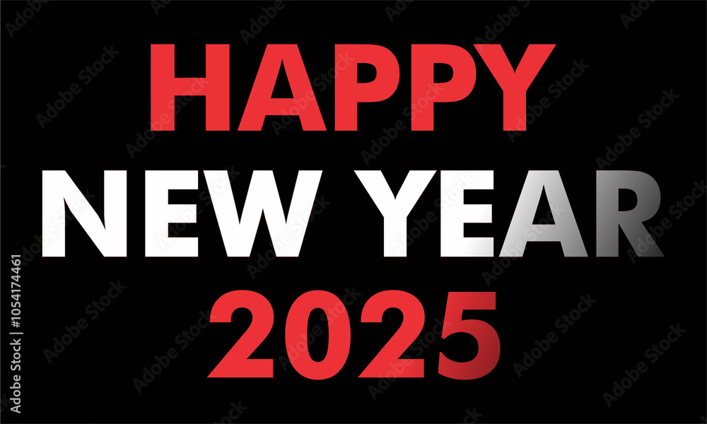 Bold Happy New Year 2025 Design with Yellow Accents and Red Dots Bold Happy New Year 2025 Design with Yellow Accents and Red Dots